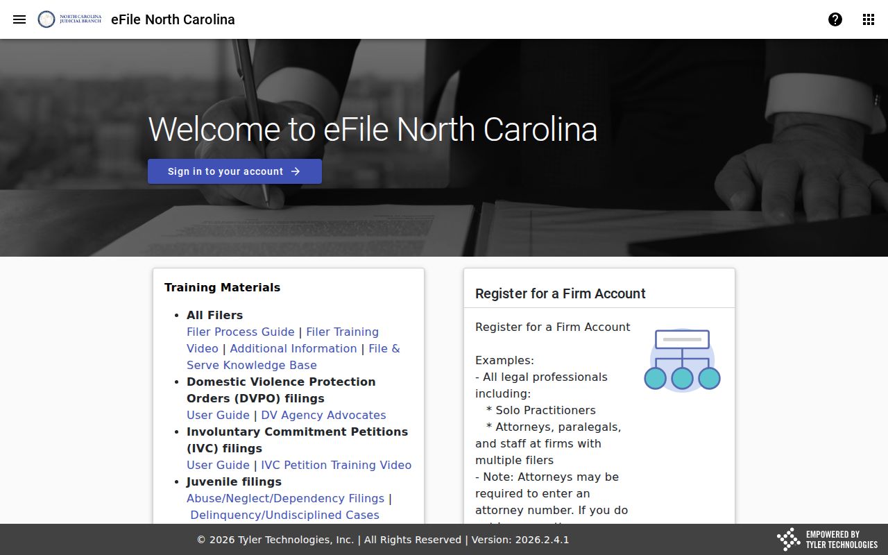 Bladen County case search and the separate File and Serve eFiling system