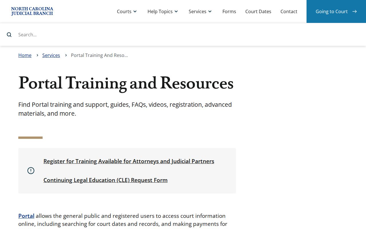 Bladen County case search and North Carolina eCourts Portal training resources