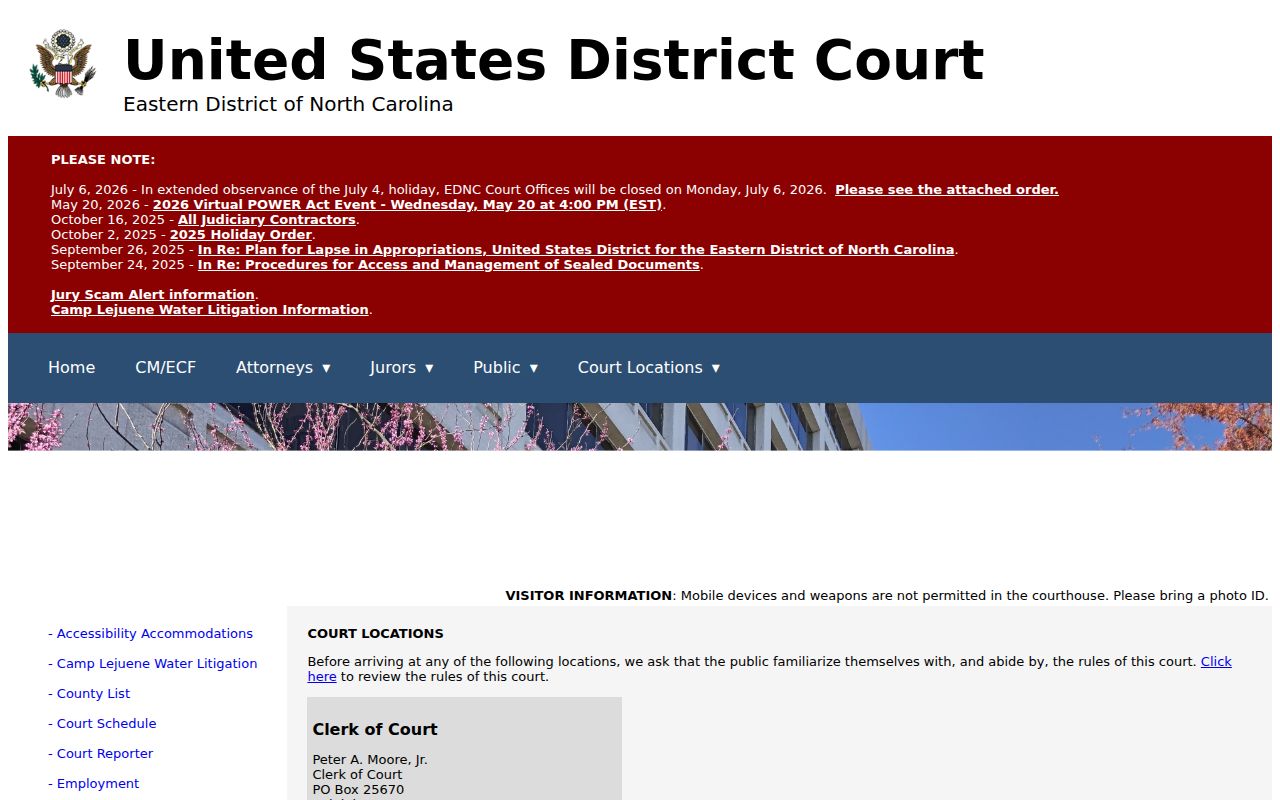 Clarkton court docket federal court records boundary