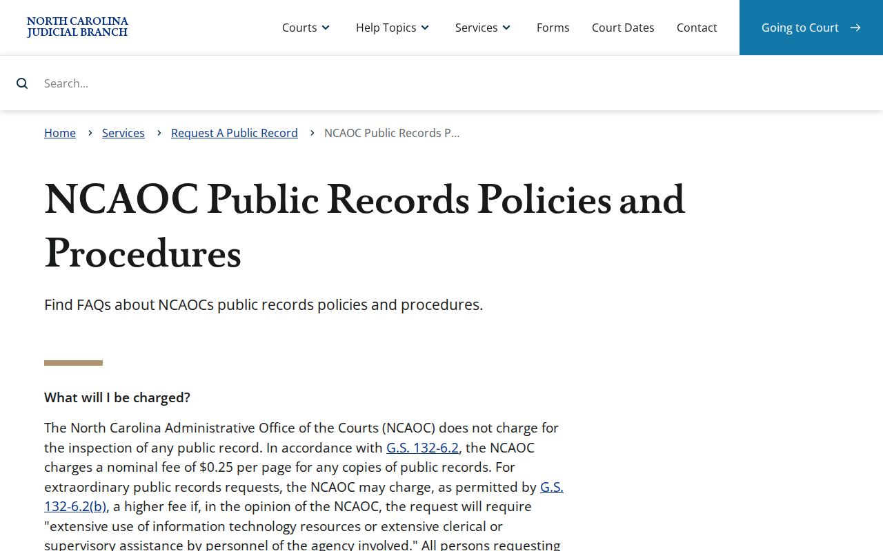 Bladen County court records North Carolina public records policy source
