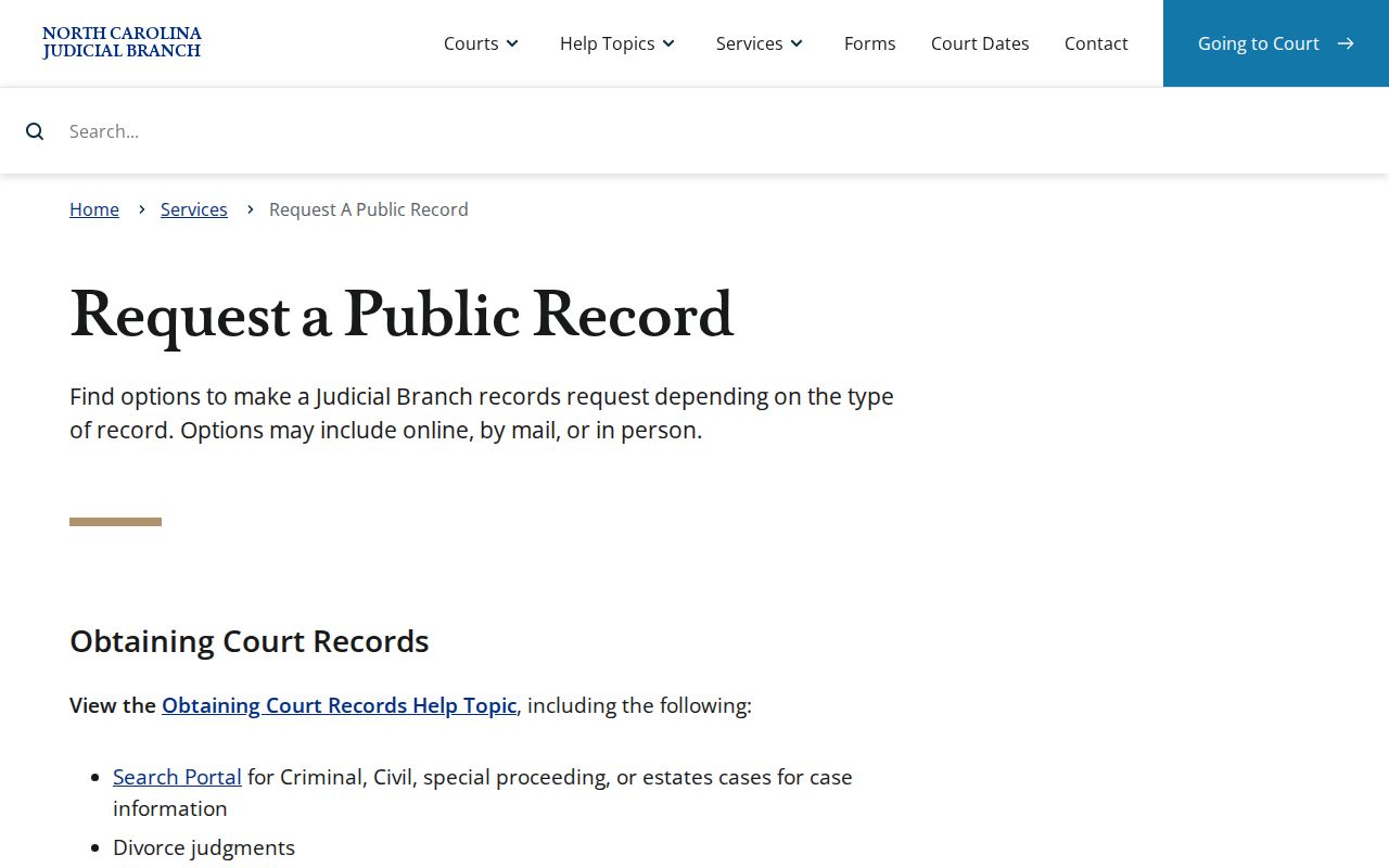 Bladen County court records public request route source