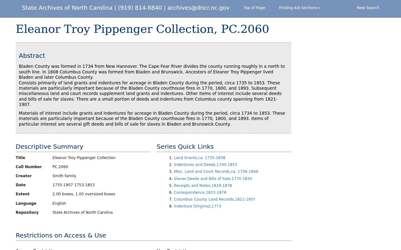 East Arcadia court docket historical research and the Pippenger collection finding aid