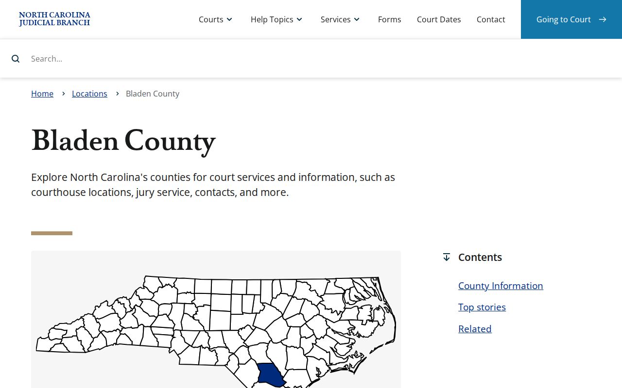Bladen County court docket location and county court access