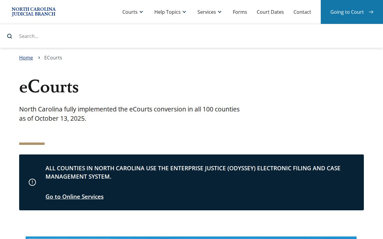 Bladen County court docket eCourts access information