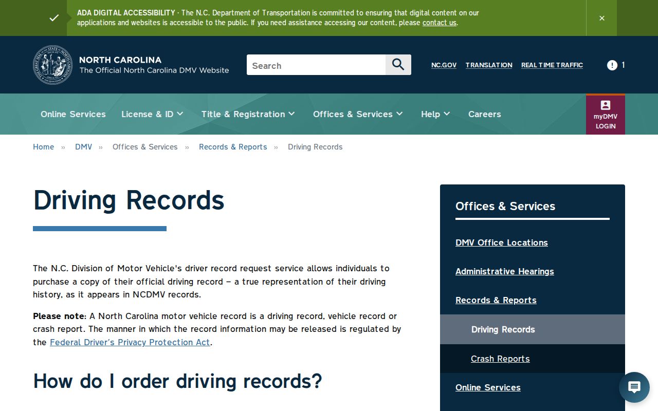 Bladen County traffic court records separate North Carolina driving record source